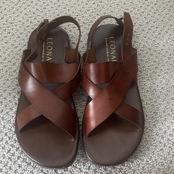 Men's Handmade in Italy Brown Leather Sandals